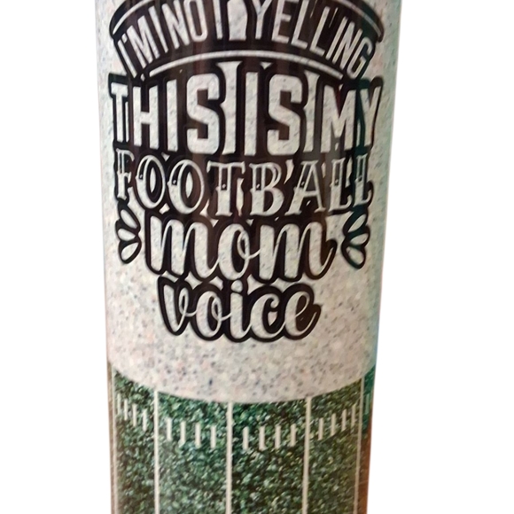 Football Themed Tumbler with Green and White Design - Picture 2 of 2